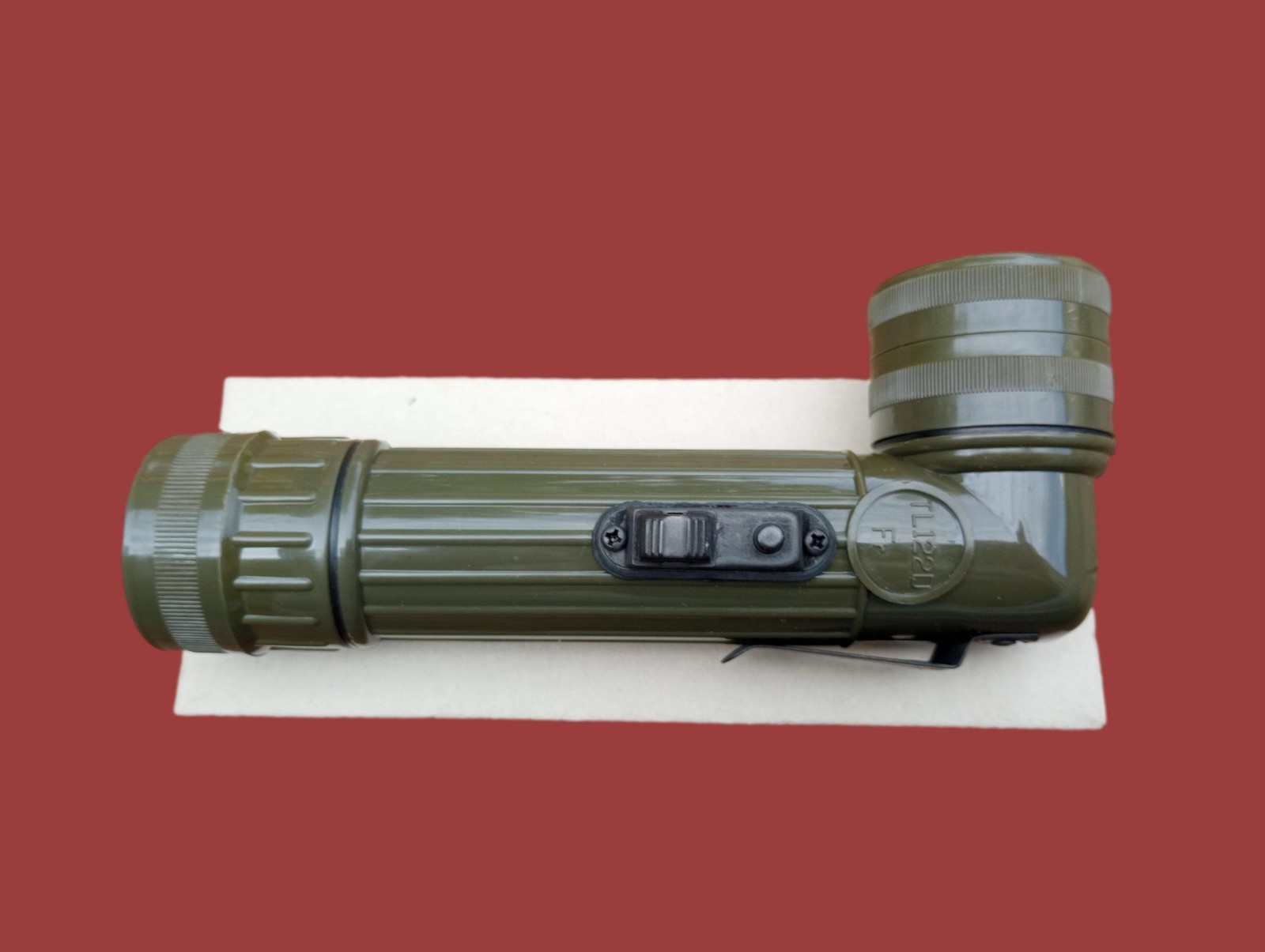 FRENCH MILITARY ISSUE ANGLE HEAD FLASHLIGHT TL122D OD GREEN ORIGINAL SURPLUS NEW