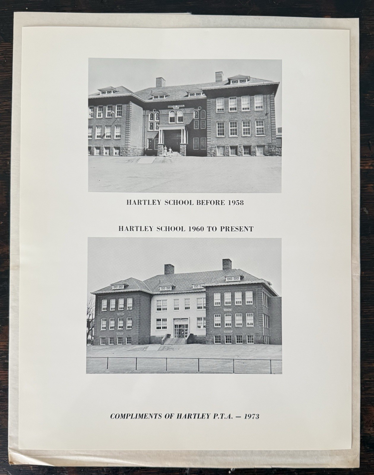 NOS 1973 Hartley School YORK PA Print feat Pre-1958 and Post 1960 Building 11×14