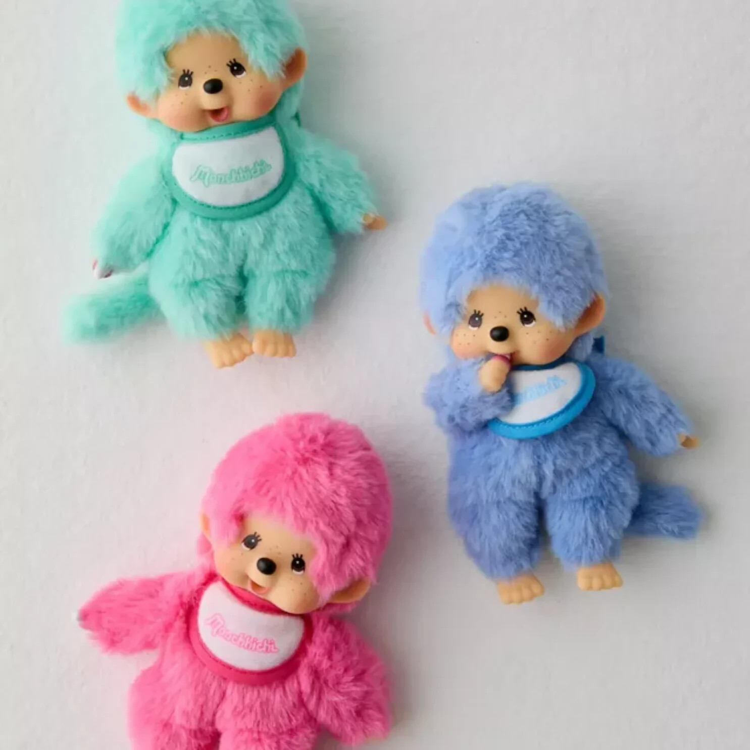 Monchichi COLORS [Pink, Mint Green, Blue] SET Mascot Keychain Plush S Size