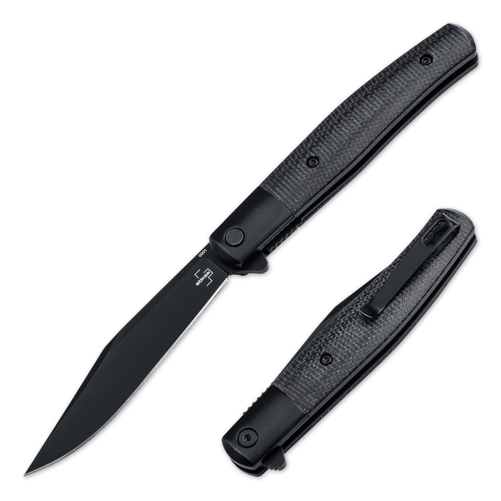 BOKER PLUS Modern Stockman EDC Folding Knife Nitro-V Micarta Clip Black 01BP0034