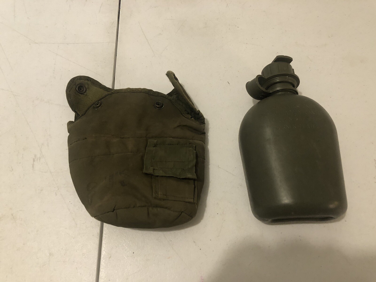 USED 1QT CANTEEN USGI MILITARY OD GREEN WATER WITH INSULATED COVER