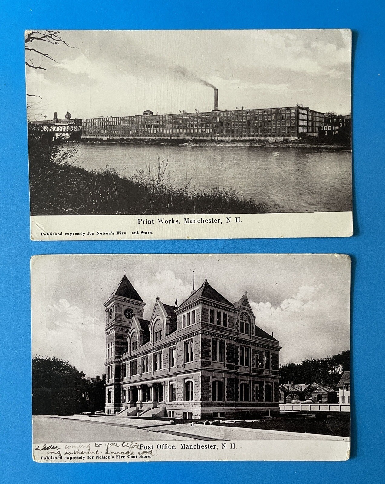 MANCHESTER New Hampshire Print Works & Post Office UDB Postcard Lot