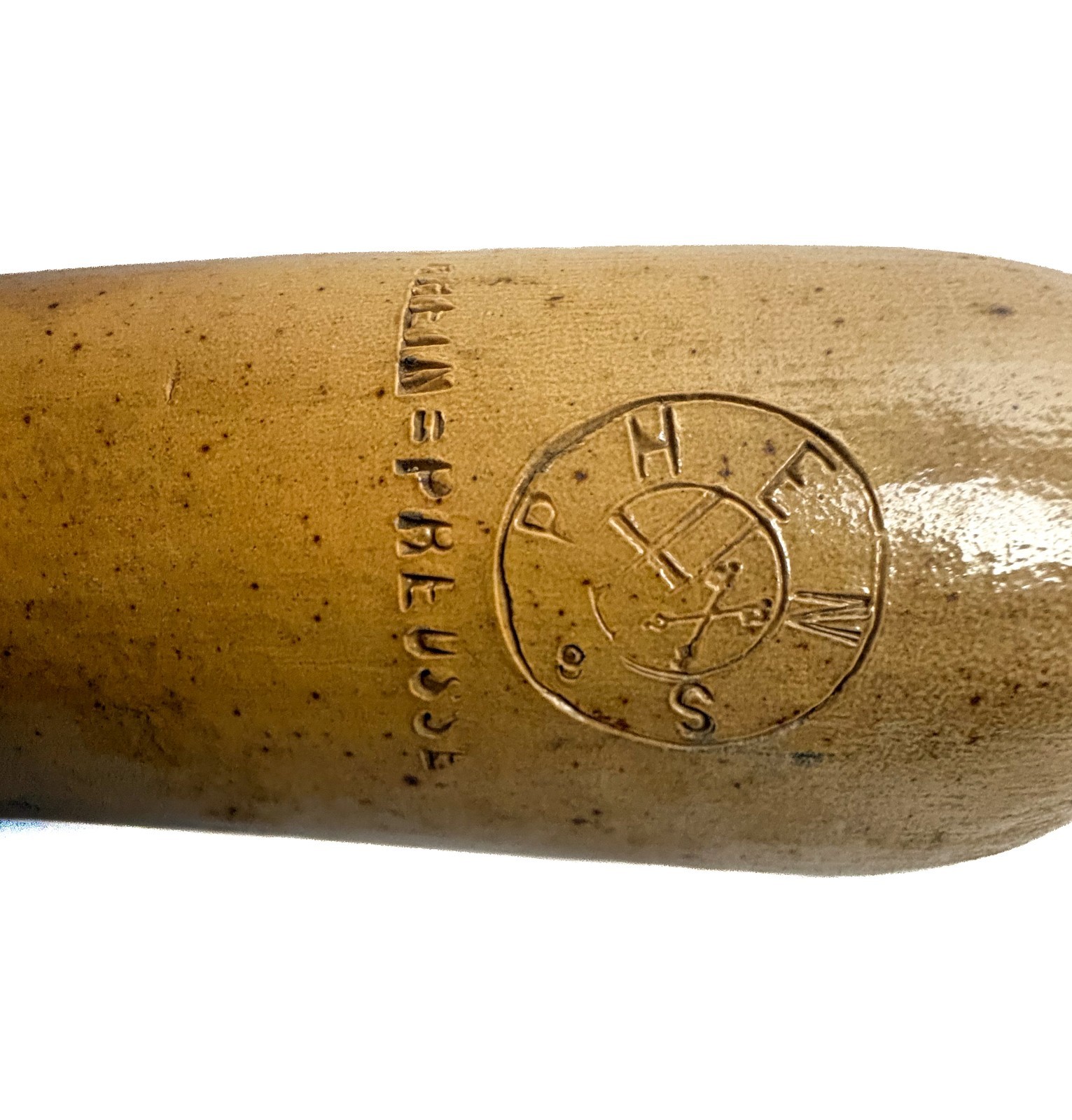 Antique German Salt Glazed Stoneware Water Bottle Rhenser Rhens 1870s-1890s