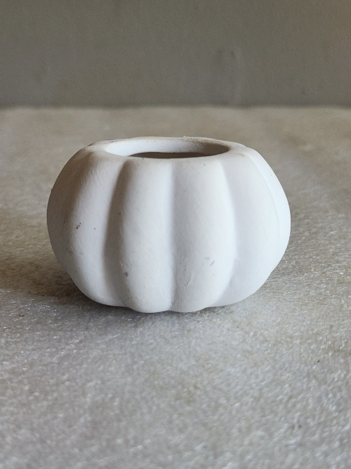3 Ceramic Pumpkin-Shaped Candle Holders Plus 1 • Blue White Gray 3¼ T 3½” L