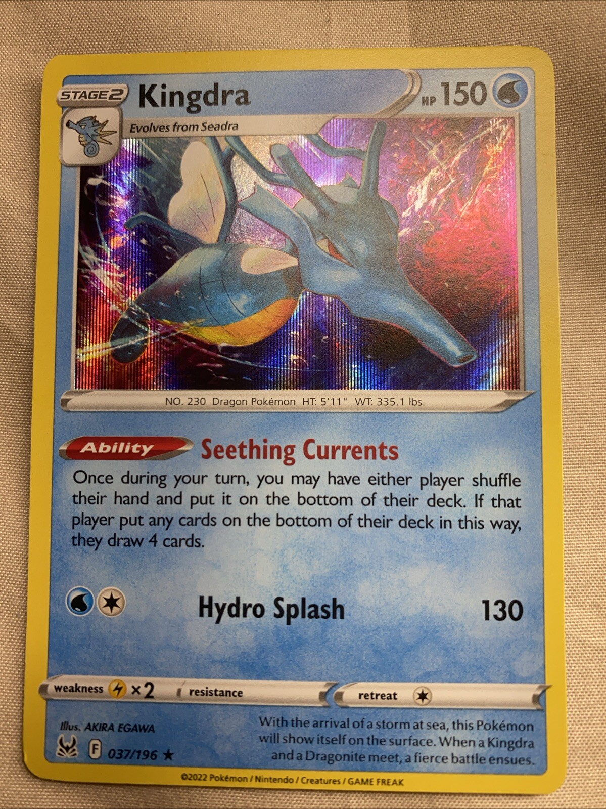 Pokemon TCG Card Lost Origin Kindra 037/196 Holo Rare
