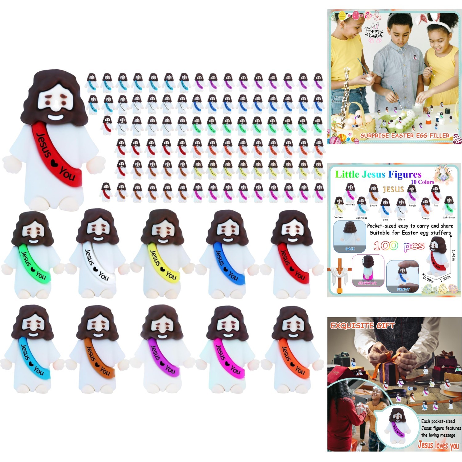 Colorful Pocket-Sized Mini Jesus Figures – 100 Pcs for Joyful Surprises & Events