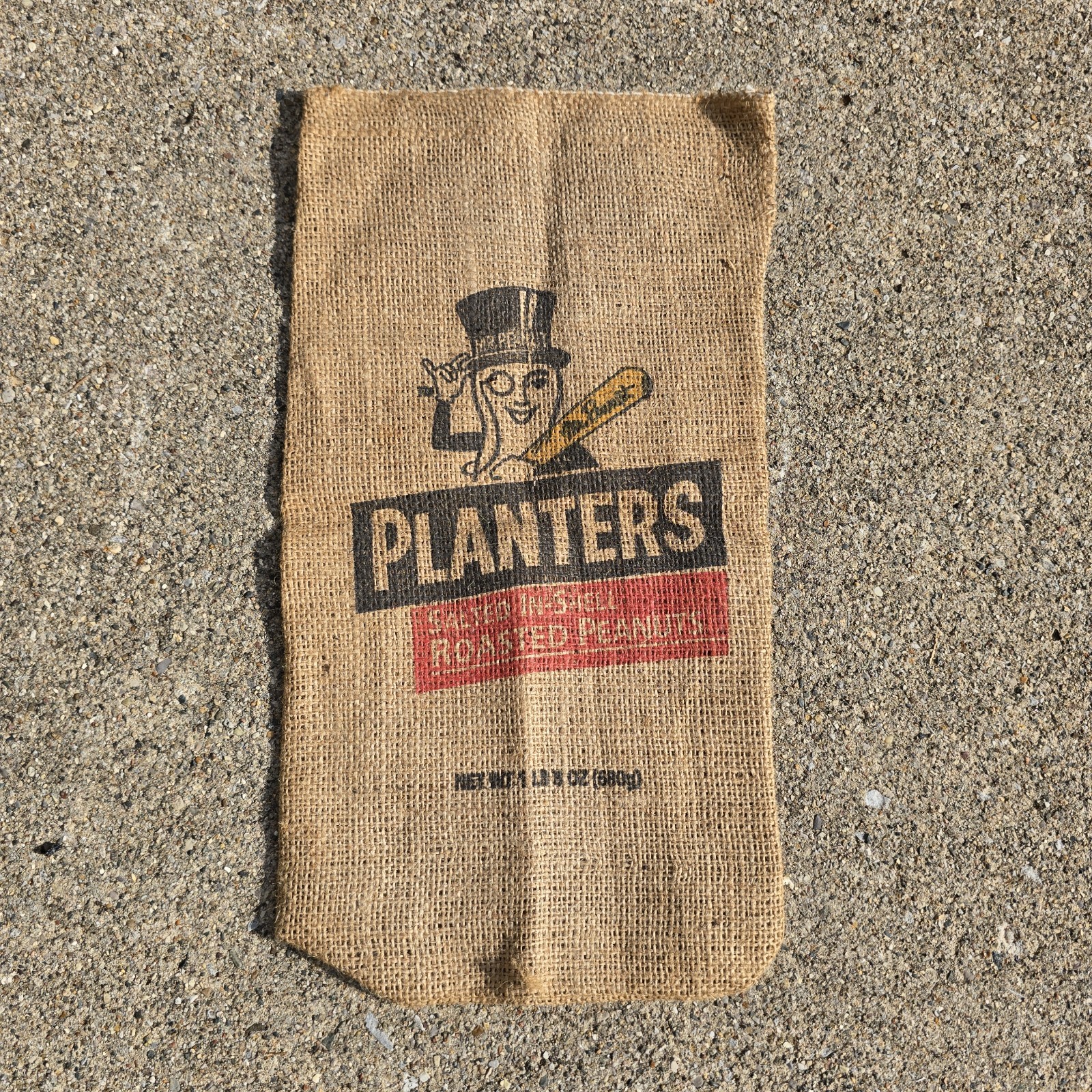 Vintage Planters Roasted Peanuts Burlap Jute Sack Mr. Peanut Advertising Bag…