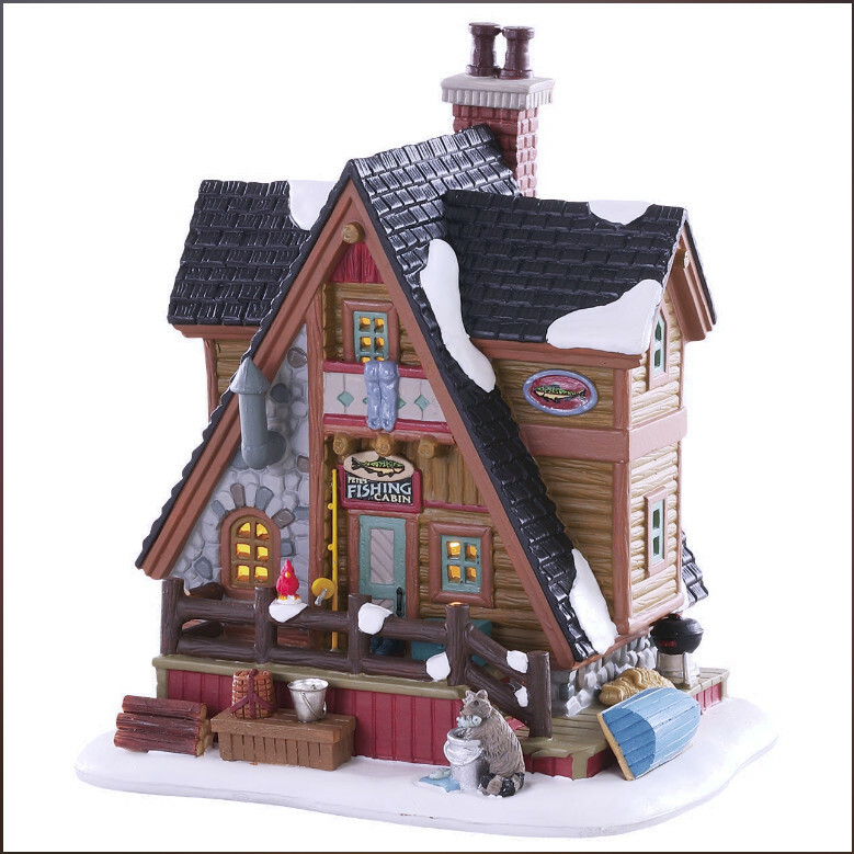 Lemax 2018 Pete’s Fishing Cabin Vail Village #85321 Porcelain Light Collectible