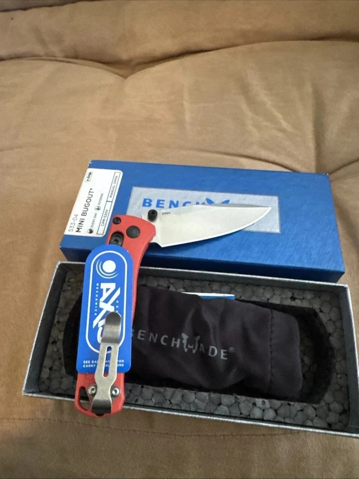 Benchmade 533-Custom Bugout Knife Orange Grivory Handle S30V Folding Knife