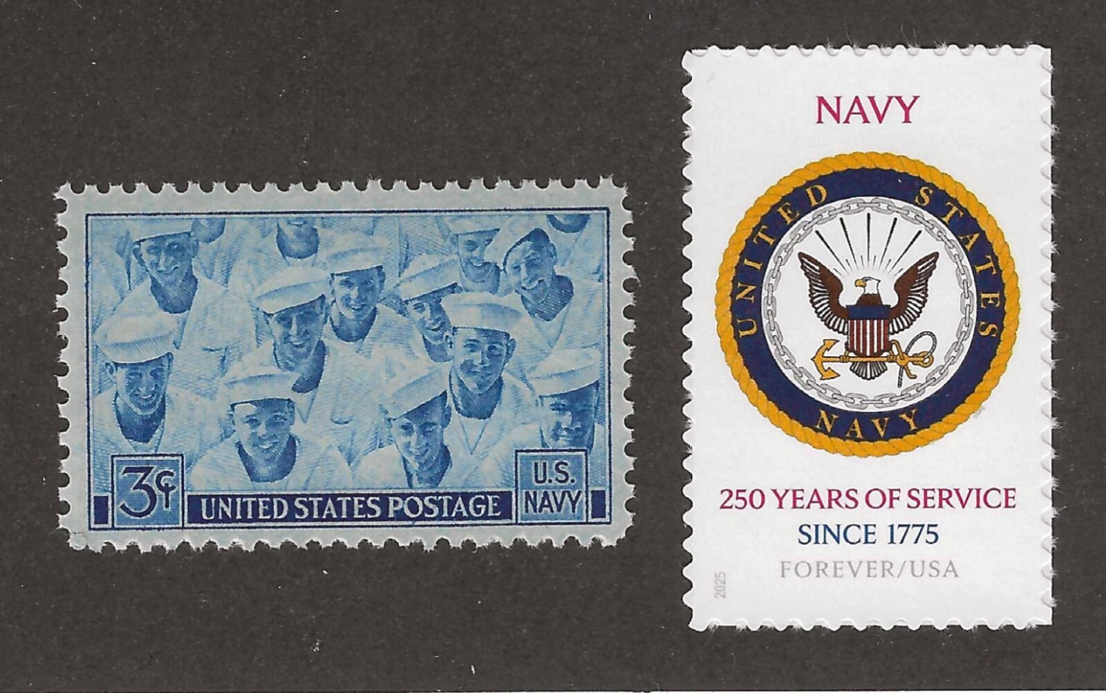 U.S. NAVY – WWII SAILORS + 250th ANNIVERSARY – SET OF 2 U.S. POSTAGE STAMPS