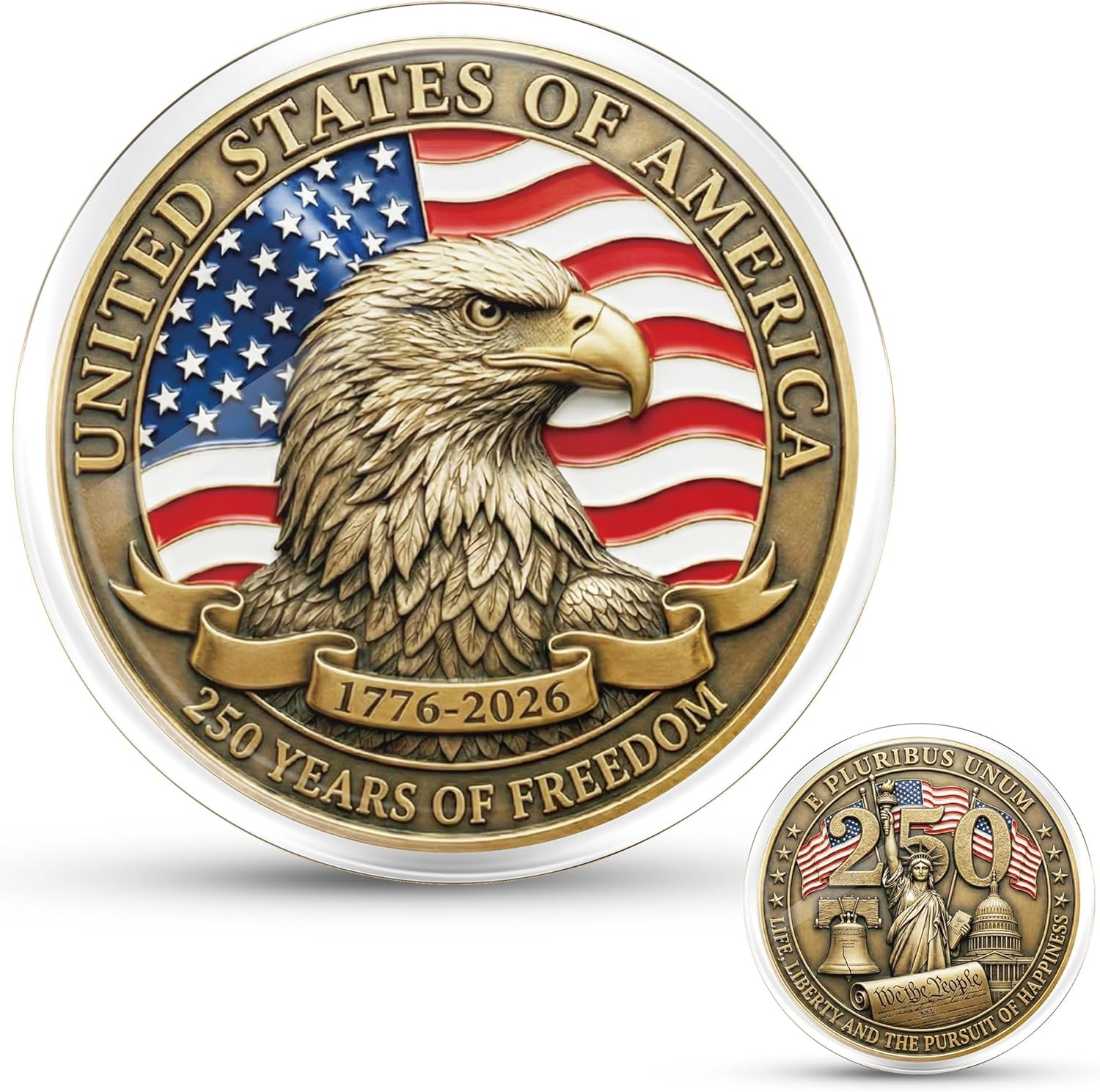 USA 250Th Anniversary Commemorative Coin, Antique Bronze American Eagle Collecti