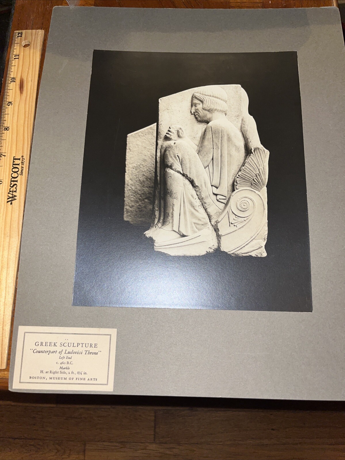 Antique Counterpart of Ludovisi Throne Old Mounted Museum Photo Greek Sculpture