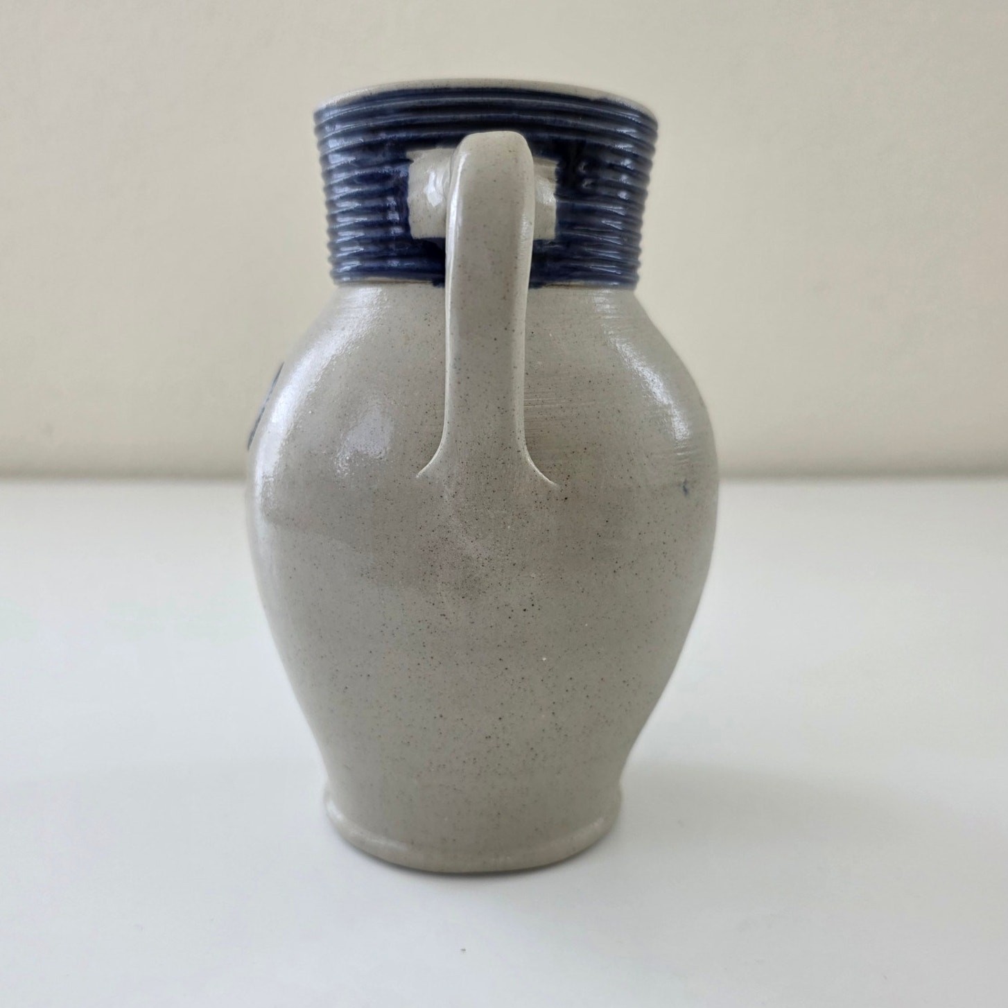 Williamsburg Pottery Small Pitcher Blue Gray Stoneware Colonial Virginia USA