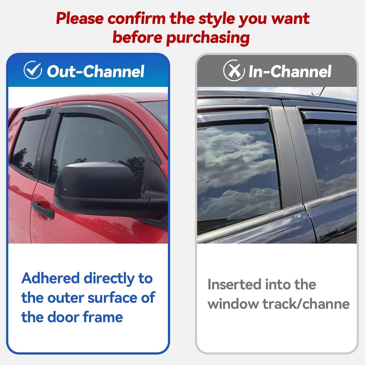 Window Visors Rain Guards for 2006-2013 Chevy Impala, Out-Channel Window Vent Wi
