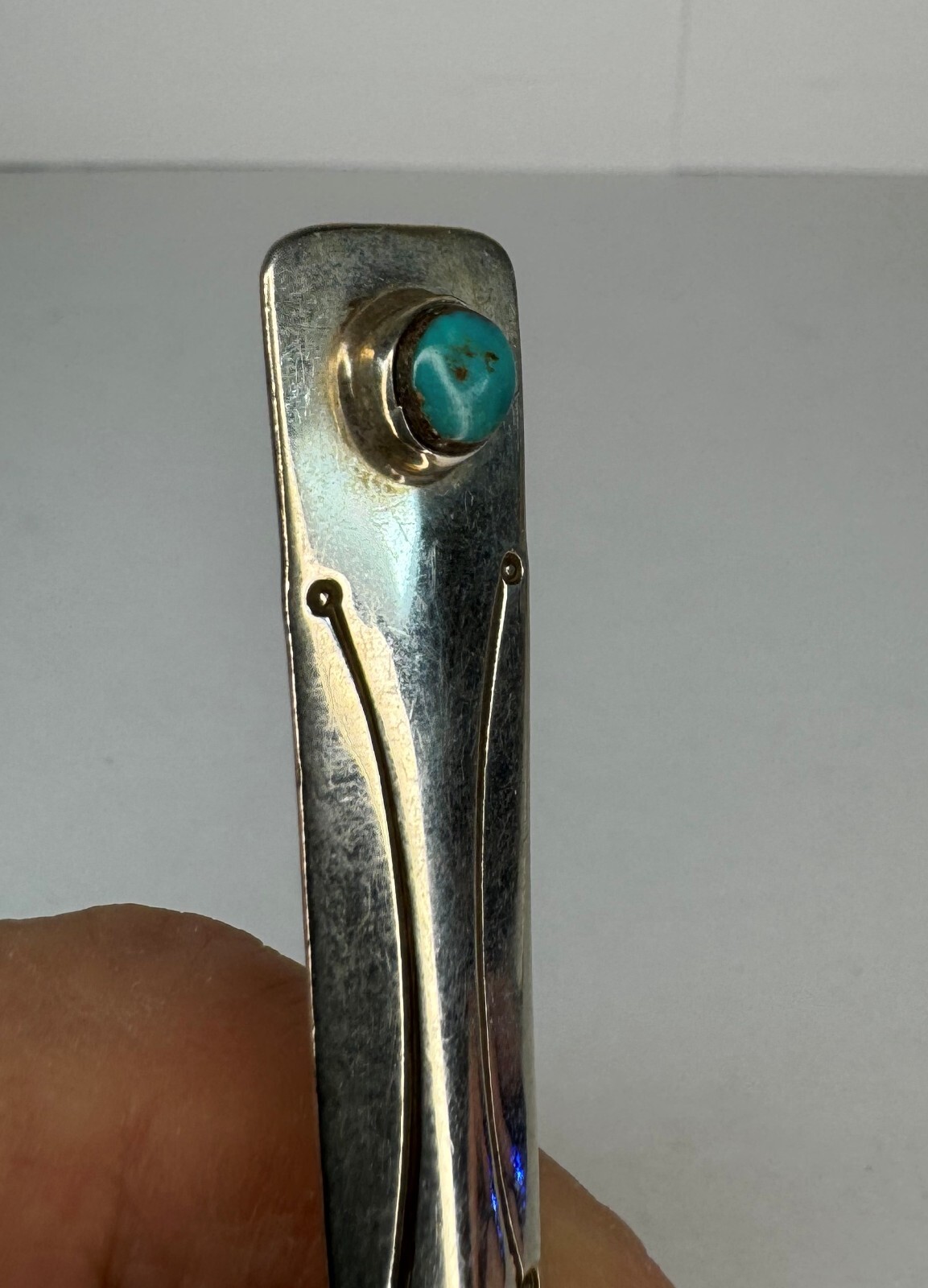 Native American Navajo Serving Spoon/Fork/Spork, Stamped, Round Turquoise (S5