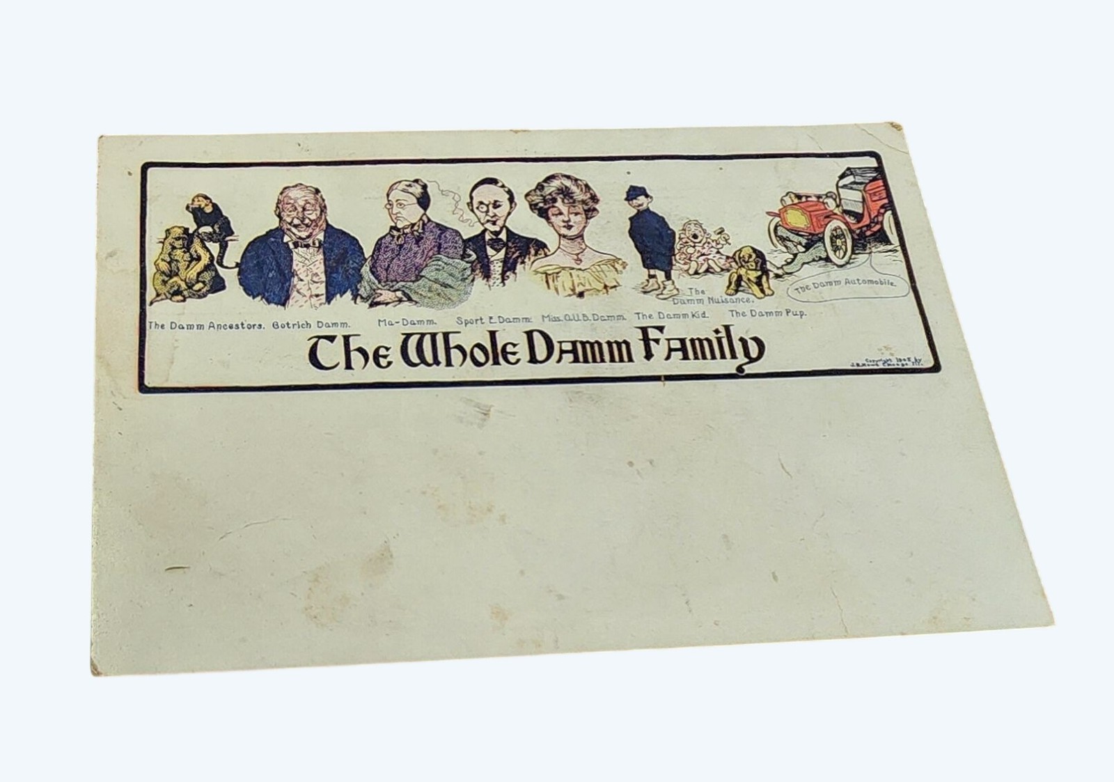 Antique 1905 Humorous The Whole Damn Family Postcard Undivided Back