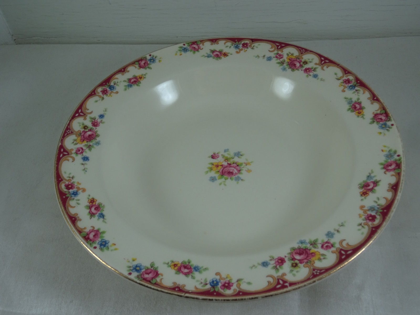 Vintage Edwin Knowles Lido Pattern Dinner Plate 10 1/8″ 3 Soup Bowls 8 3/8″ 4pcs