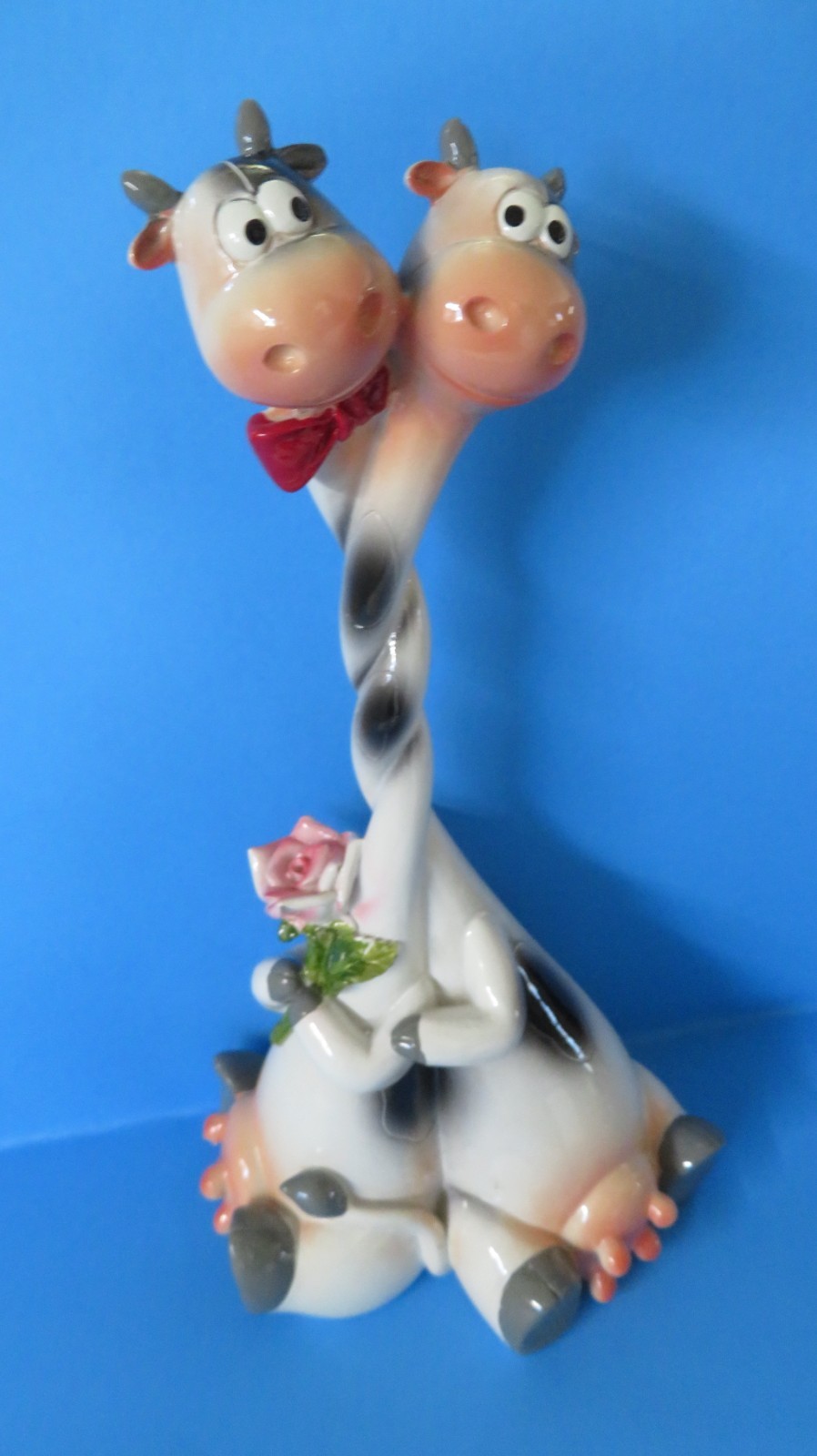 Long Neck Collection “Hugging Snuggling Cows” Figurine 9 inches Tall