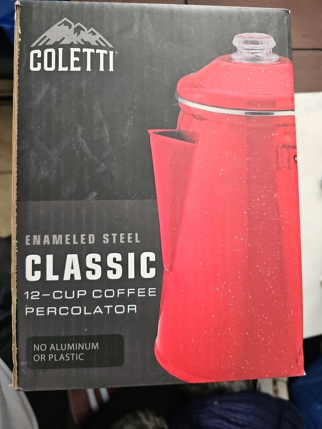 Coletti Enameled Steel 12-Cup Percolator Coffee Pot for Camping
