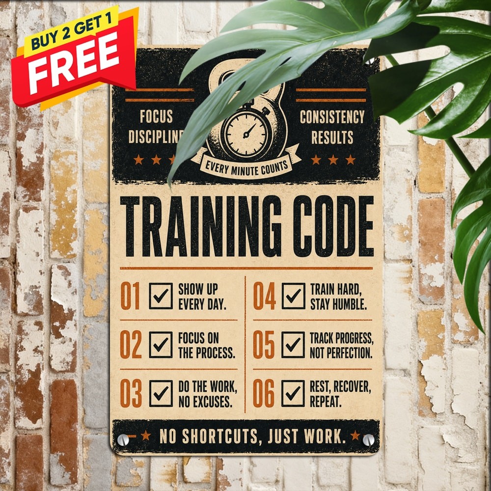 Gym Motivation Rules Checklist Bold Headline Typography Minimal Fitness Sign