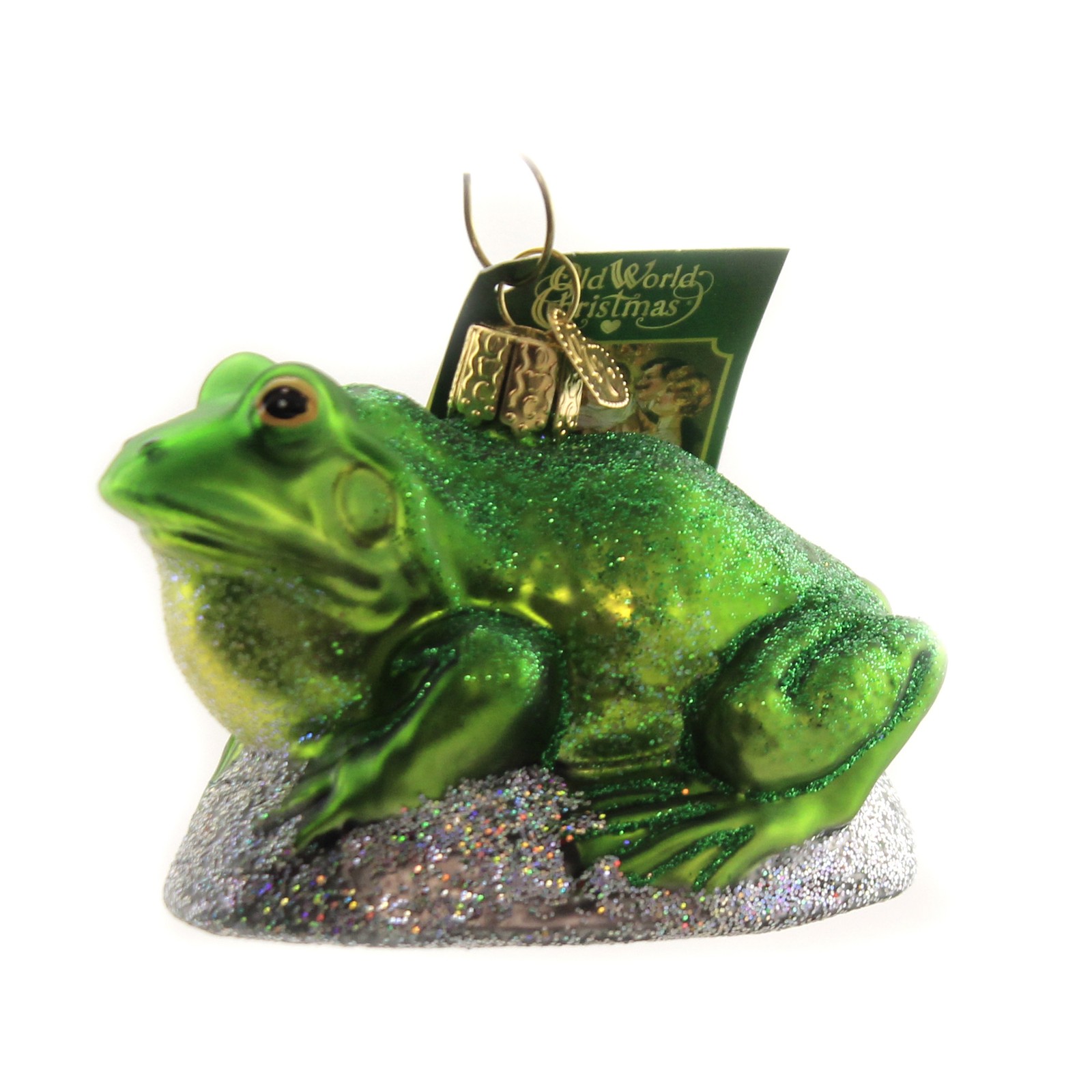 Old World Christmas 2.50In Bullfrog, Glass, Ornament Happy 12565