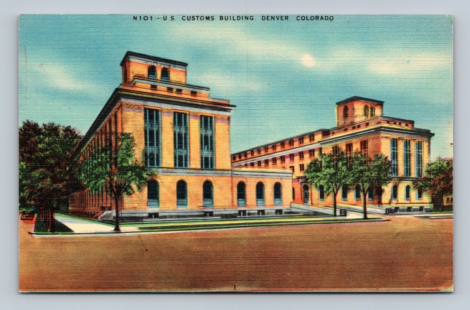 Vintage Linen Postcard U.S. Customs Building Denver Colorado