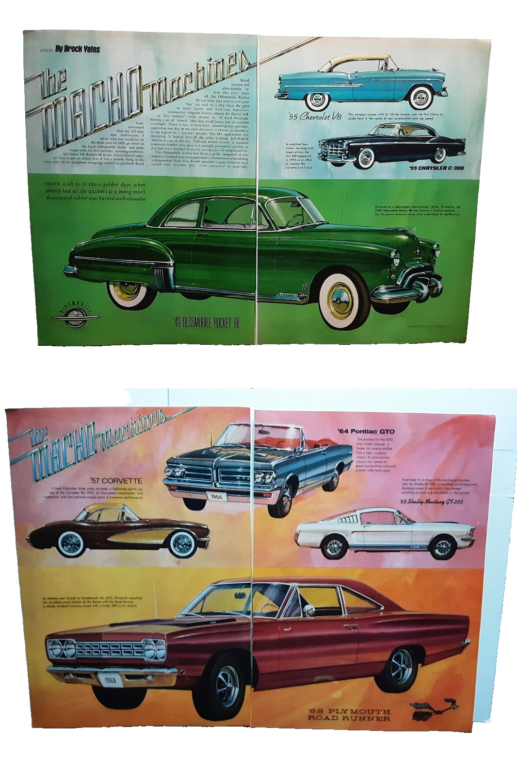 1974 Macho Machines Muscle Cars Corvette GTO Rocket 88 NO Article