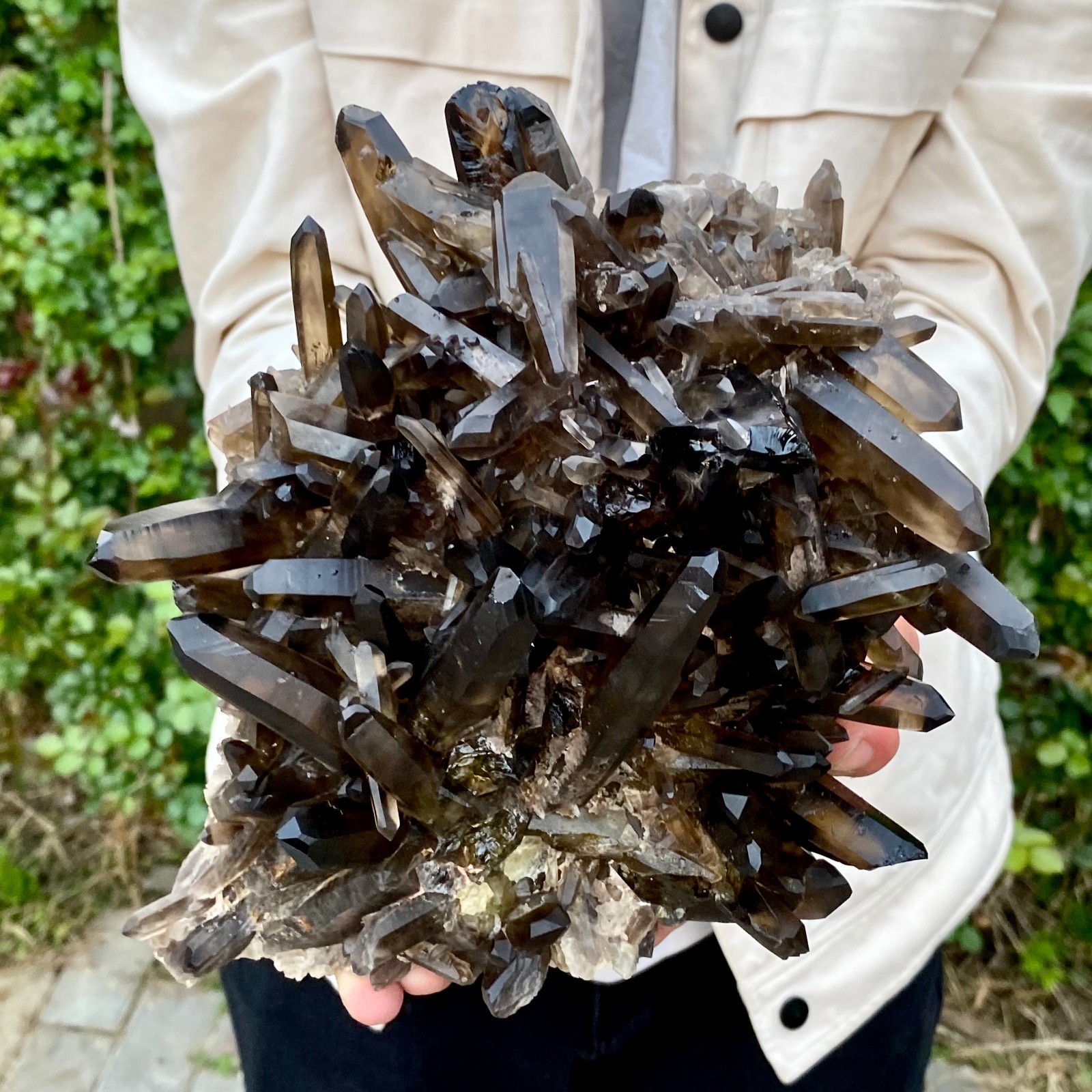 8.2LB Natural Tea black Crystal quartz Cluster Mineral Specimen Healing reiki