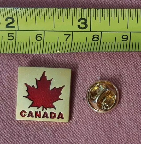 Rivest Canada Red Maple Leaf Canadian Enamel Gold Tone Travel Souvenir Lapel Pin