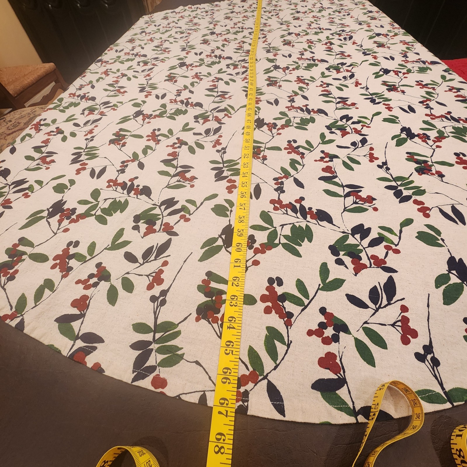 Threshold Round Table Cover Cotton Flax Red Blue Berry Twigs 67 in. Target 2016