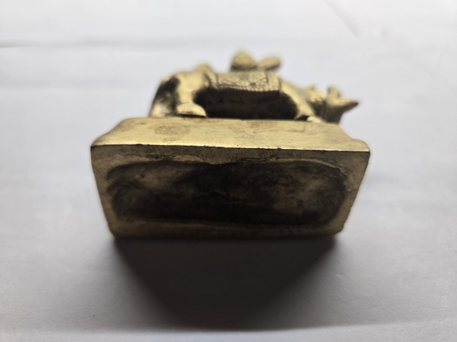 Brass Radha Krishna Idol Sculpture with Cow 7 cm