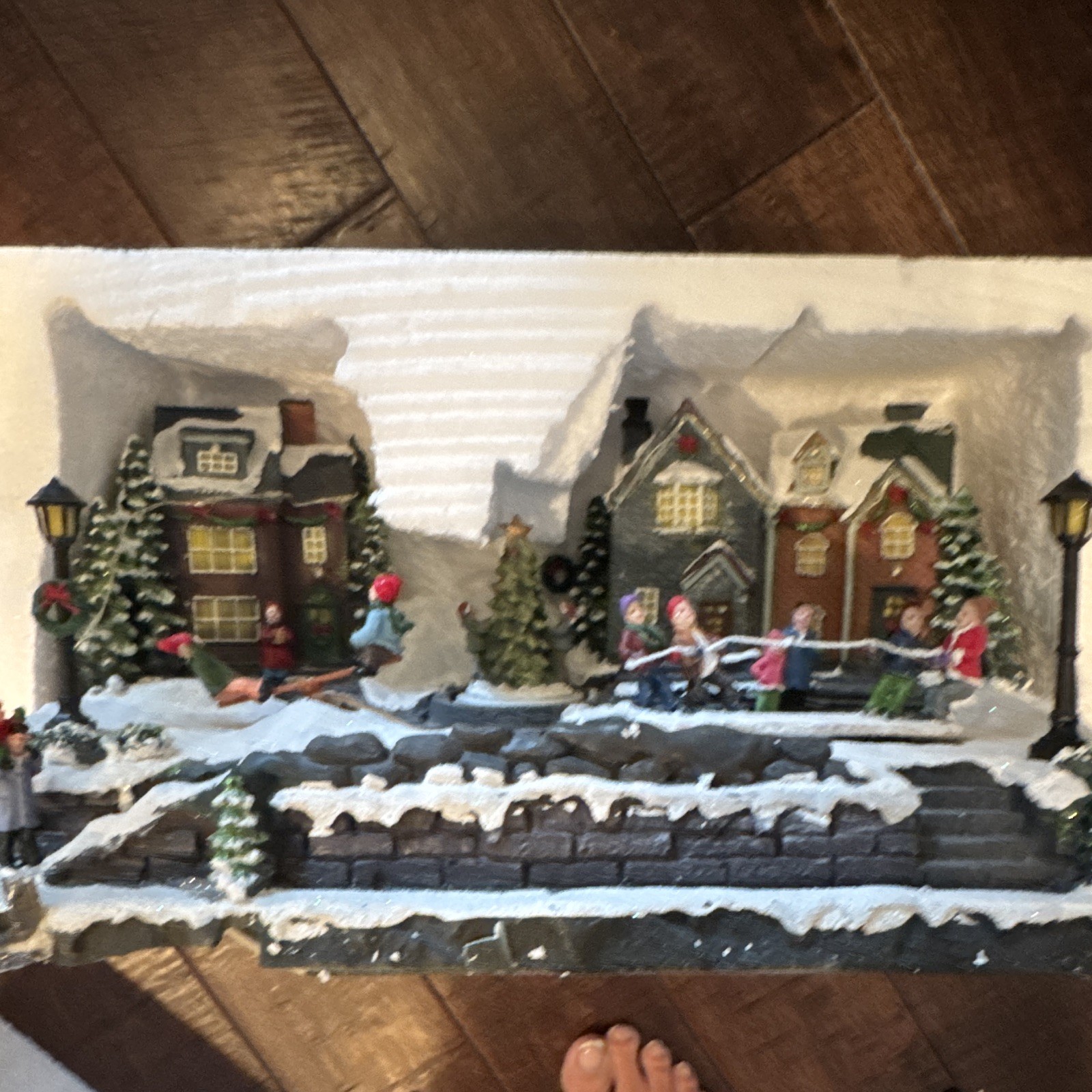 Alpine Animated Christmas Village Scene LED Lights Polyresin Multicolor WCC22MC