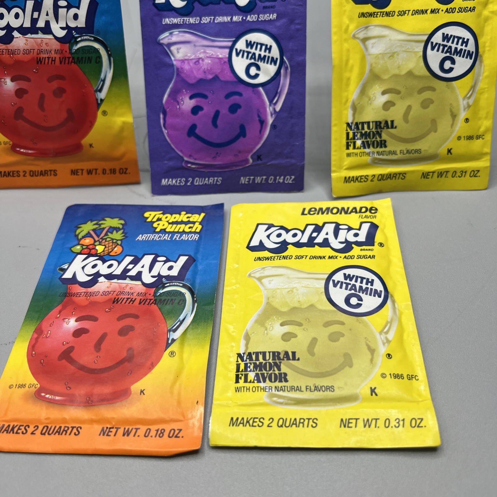 VintageUnopened Kool-Aid Packets Berry Blue Tropical Punch Lemonade Grape