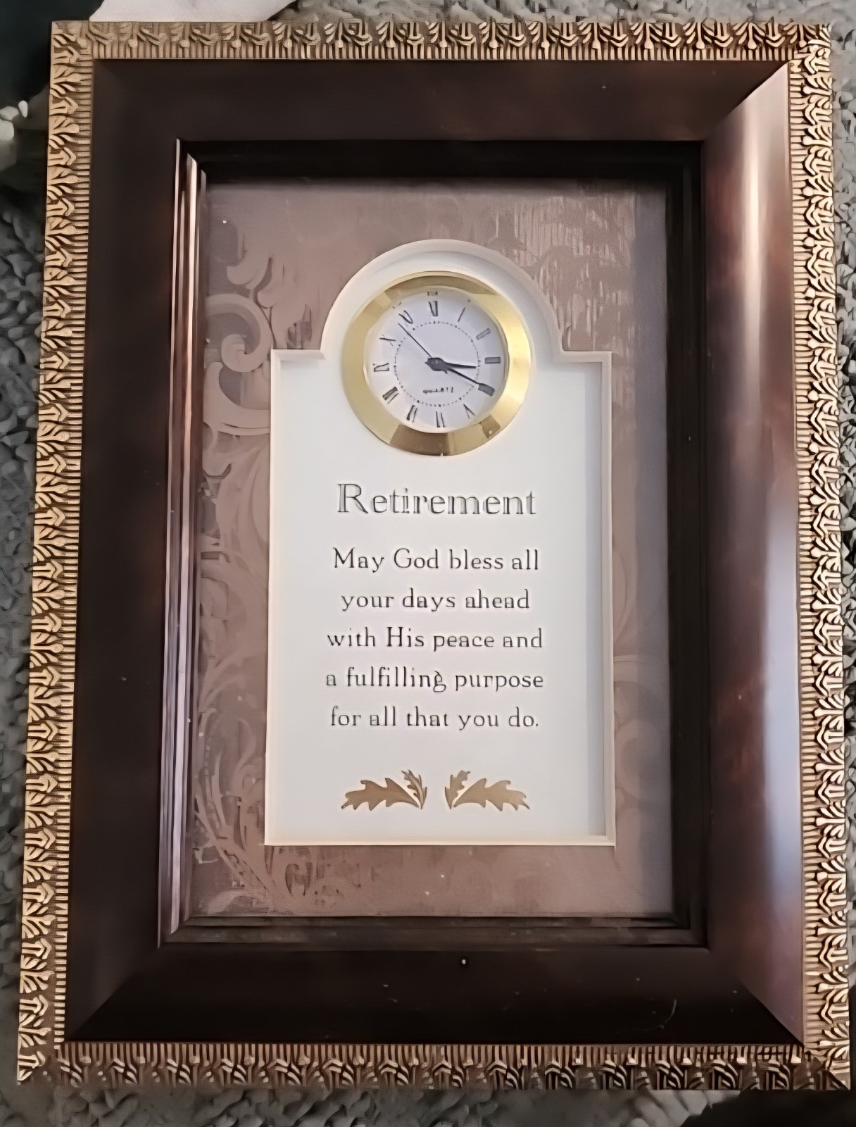 Quartz Retirement Wish Quote Religious Hard Plastic 6×8″ Frame Stand Needs…