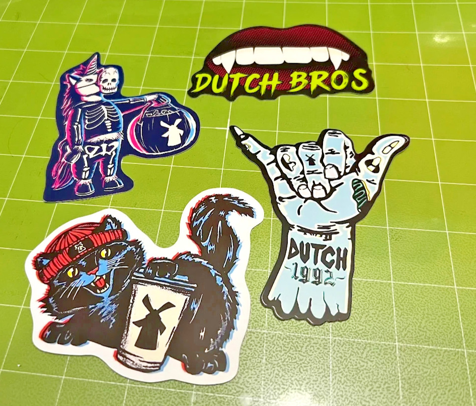Rare Vintage Dutch Bros – Set of 4 Reproduction Stickers