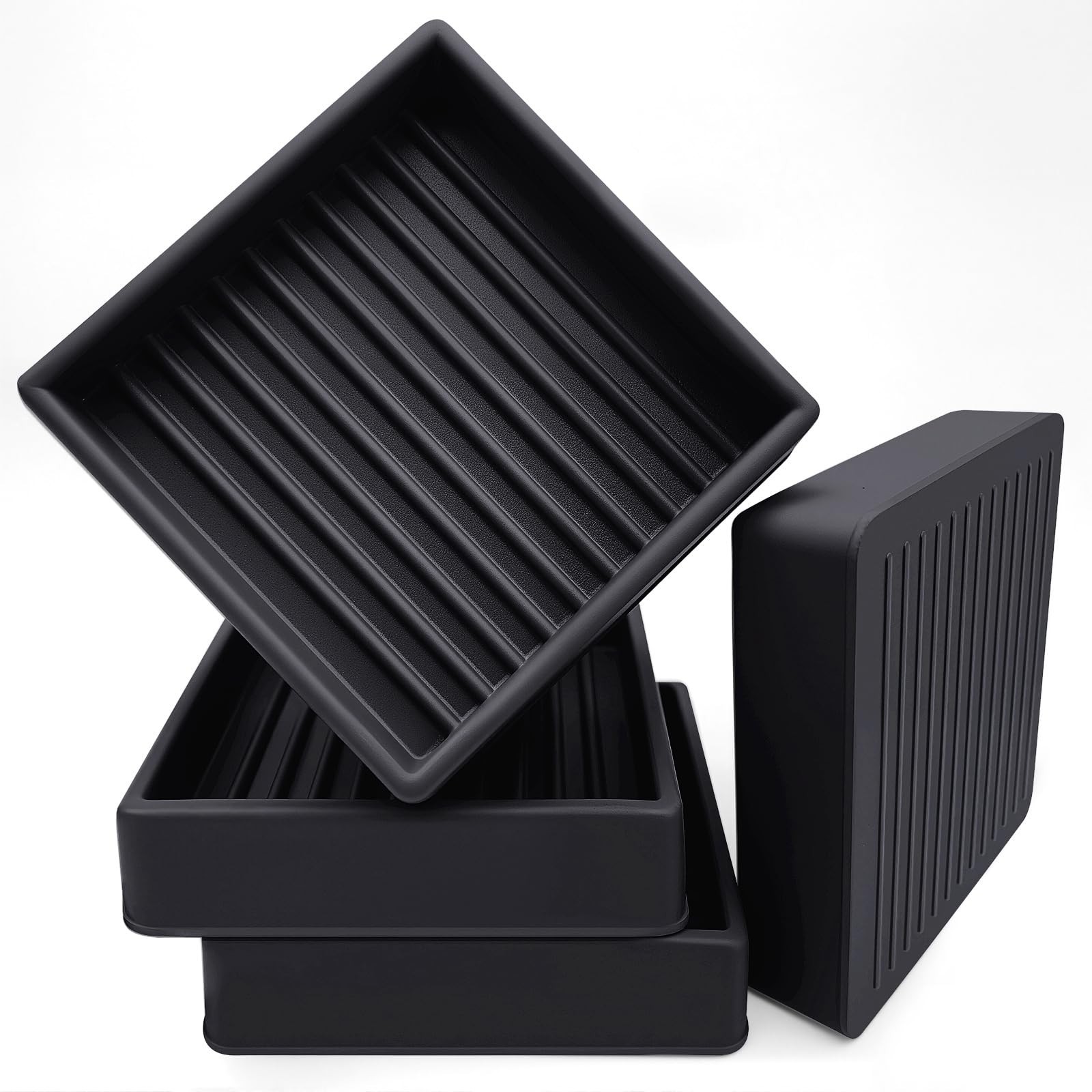 xxxHOLIC Heavy Duty Non Slip Furniture Pads, 2″ x 2″ Black Square Rubber Furn…