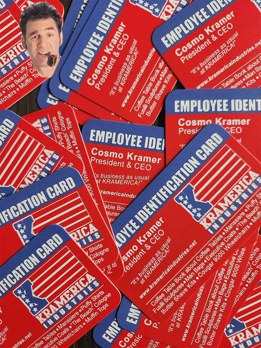 Lot of 25 Kramerica Business Cards! Free ship! Retro Art Parody George Costanza