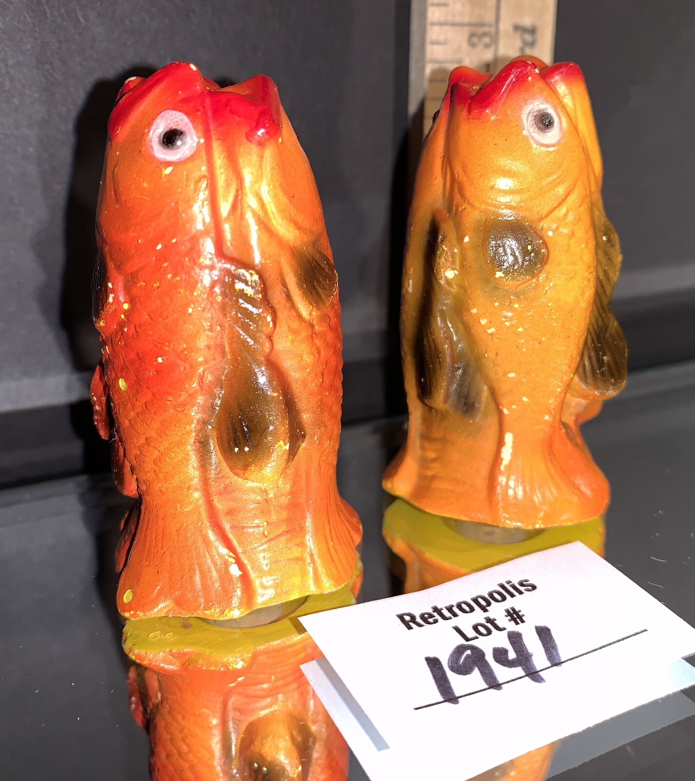 Chalkware FISH Salt & Pepper Shaker Set Vintage