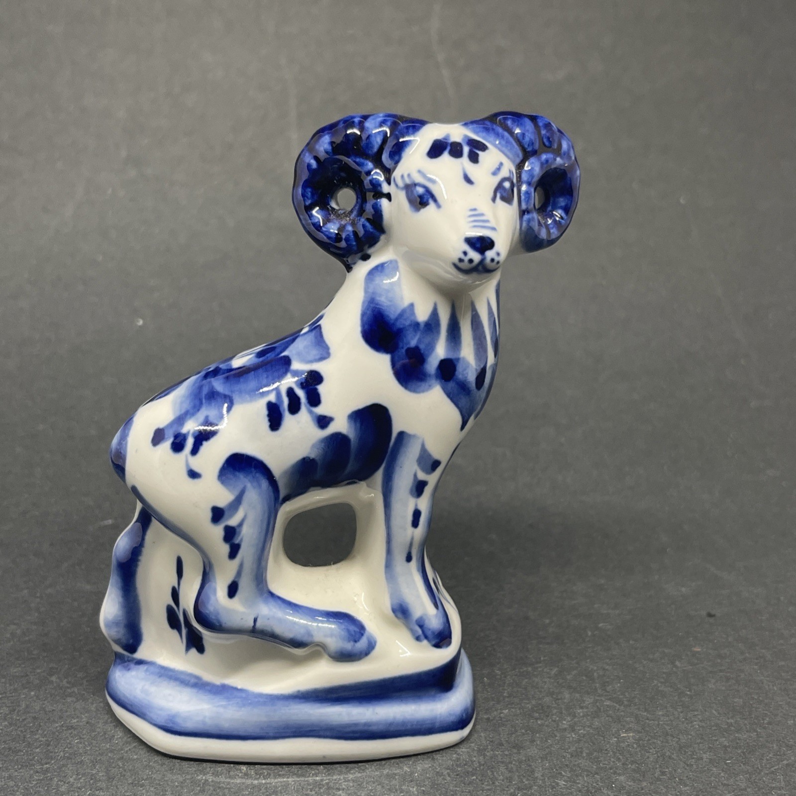 Gzhel Porcelain Goat Ram Figurine handmade Russia