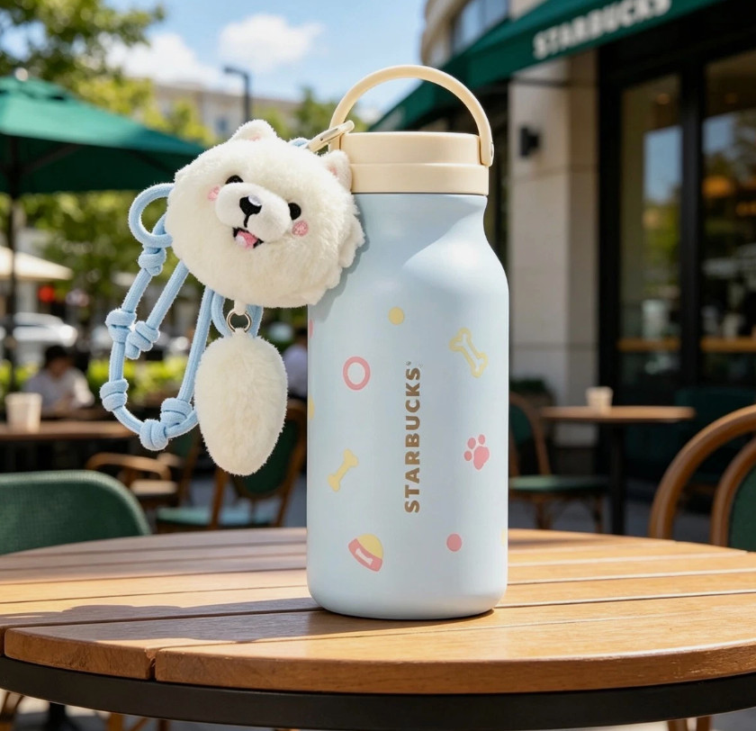 Starbucks 2026 China Paw World 14oz Insulated Water Bottle W/ Pendant Travel Mug