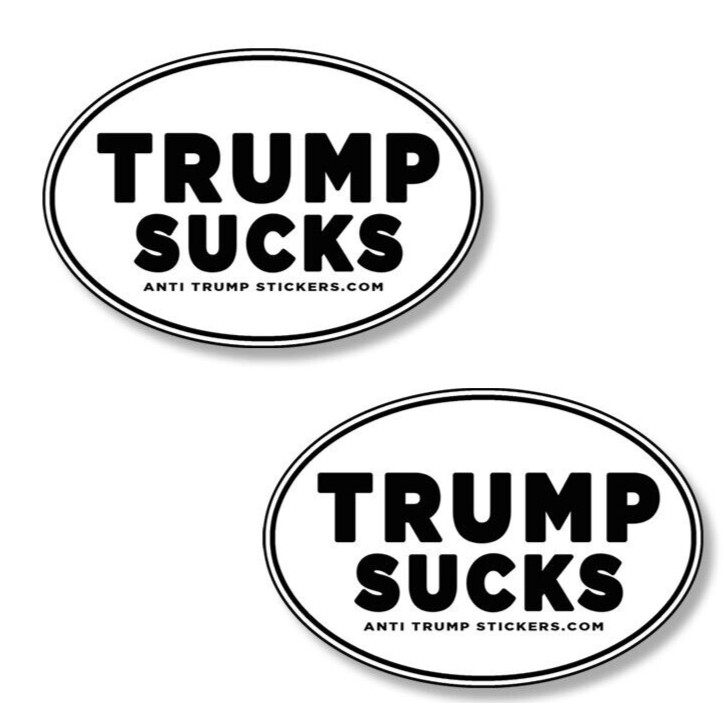 Trump Sucks Ovals Funny Stickers 5×3 Anti Trump Black & White Decals 5 PACK