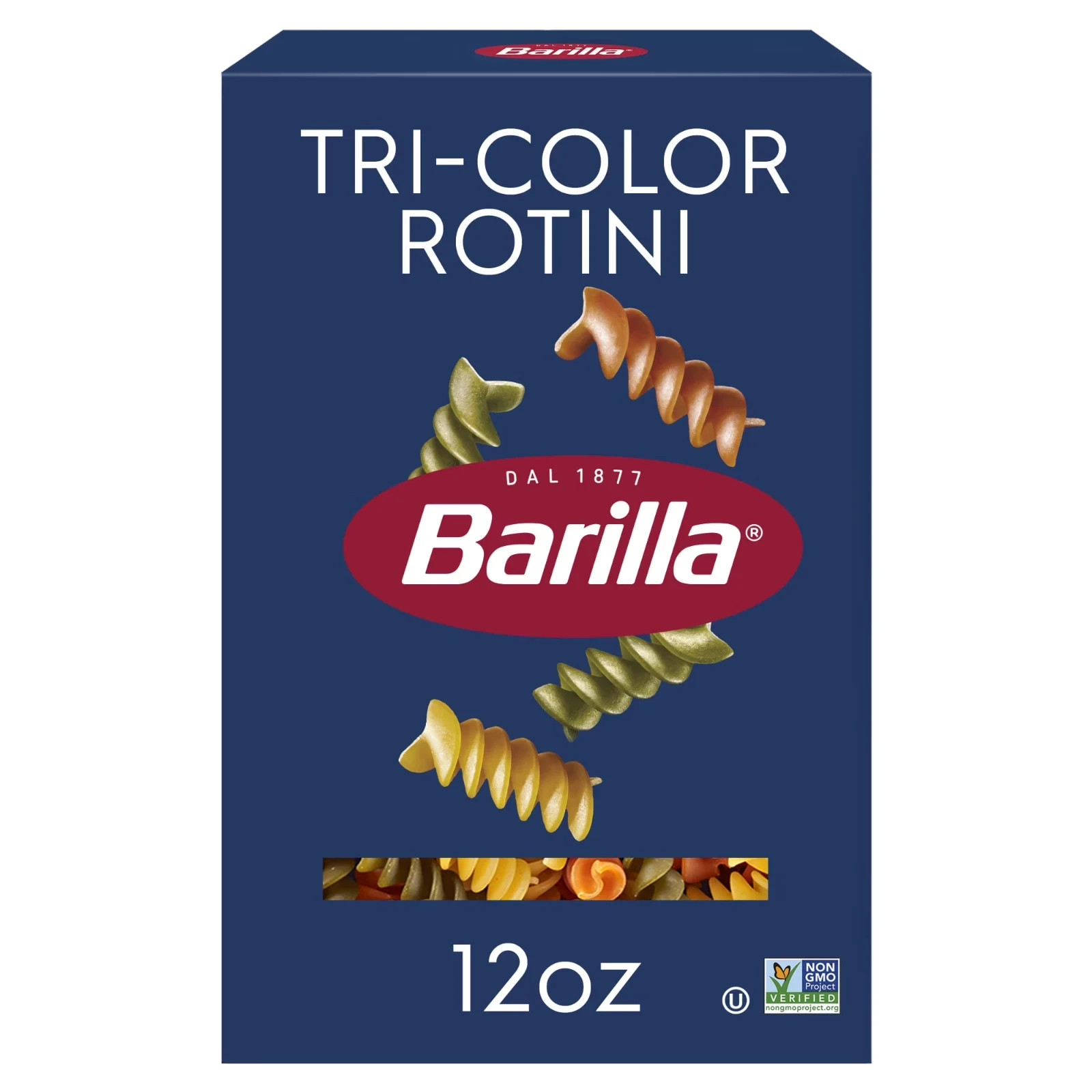 (4 pack) Barilla Classic Non-GMO, Kosher Certified Tri-Color Rotini Pasta, 12 oz