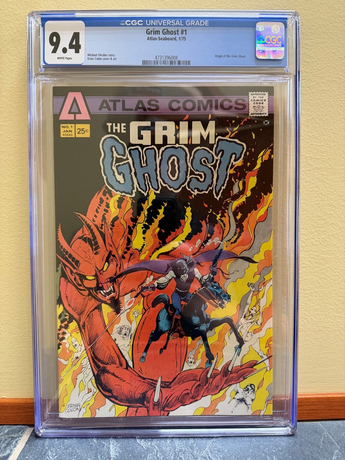 ATLAS COMICS THE GRIM GHOST #1 CGC 9.4 ERNIE COLON ART ORIGIN OF THE GRIM GHOST