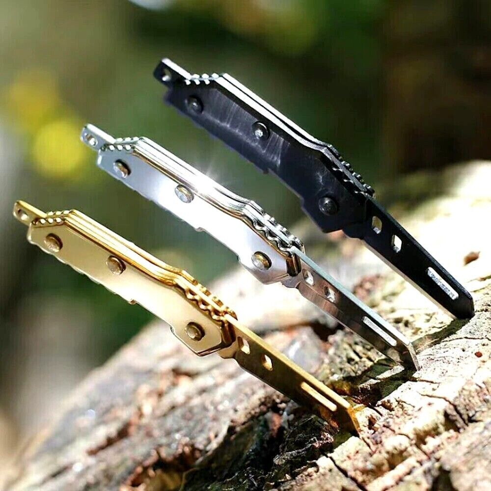 Mini Wharncliffe Folding Knife Survival Pocket Key Chain Camping