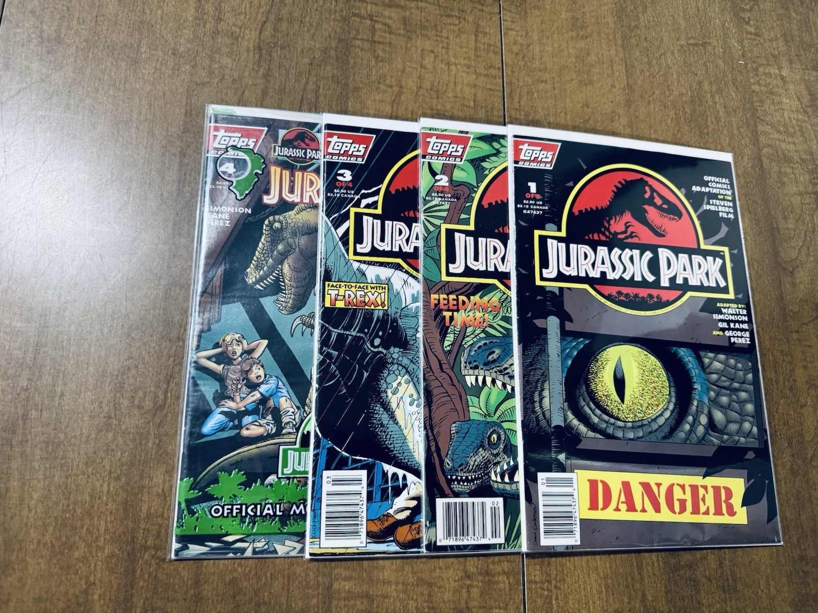 VTG Jurassic Park #1-4 Complete – 1993 Topps – Official Comics Adaptation RARE