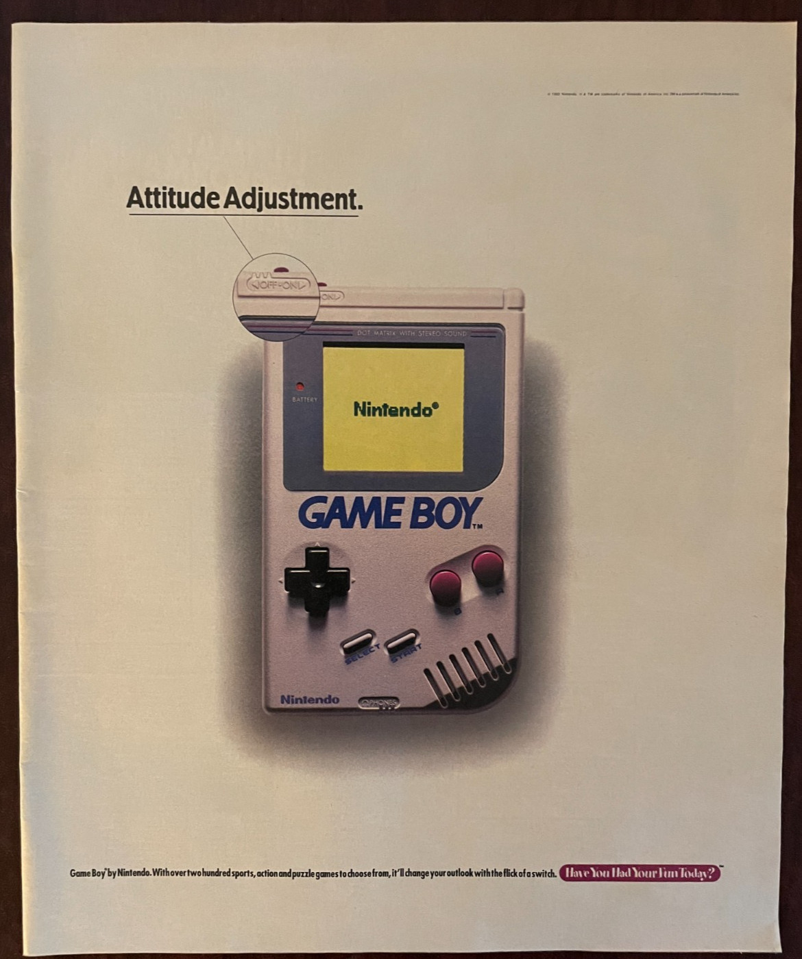 1992 Nintendo Gameboy Vintage Print Ad Handheld Video Games