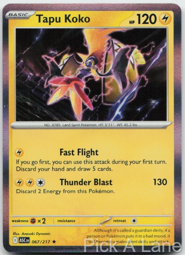Tapu Koko 067/217 Rare Ascended Heroes Pokemon Holo Near Mint