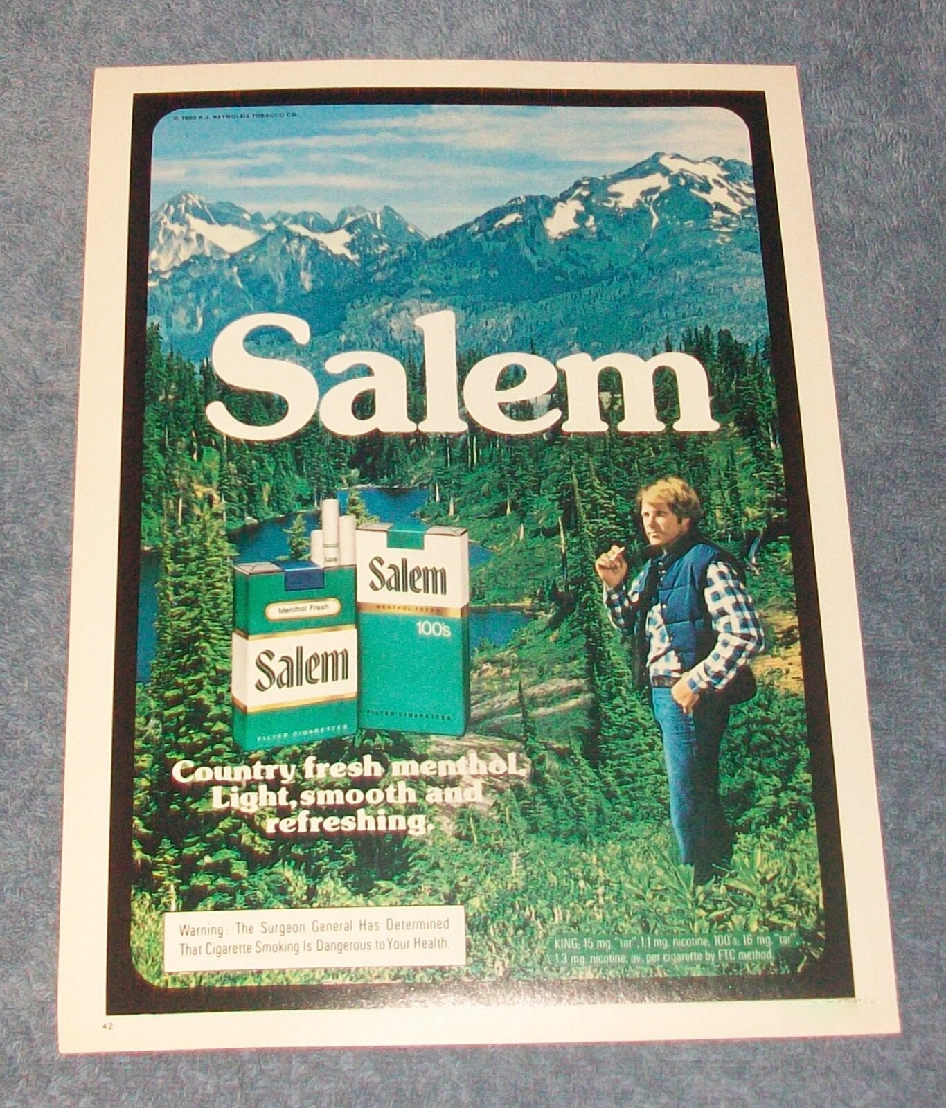 1980 Salem Menthols & Menthol 100’s Vintage Ad “Light, Smooth and Refreshing.”