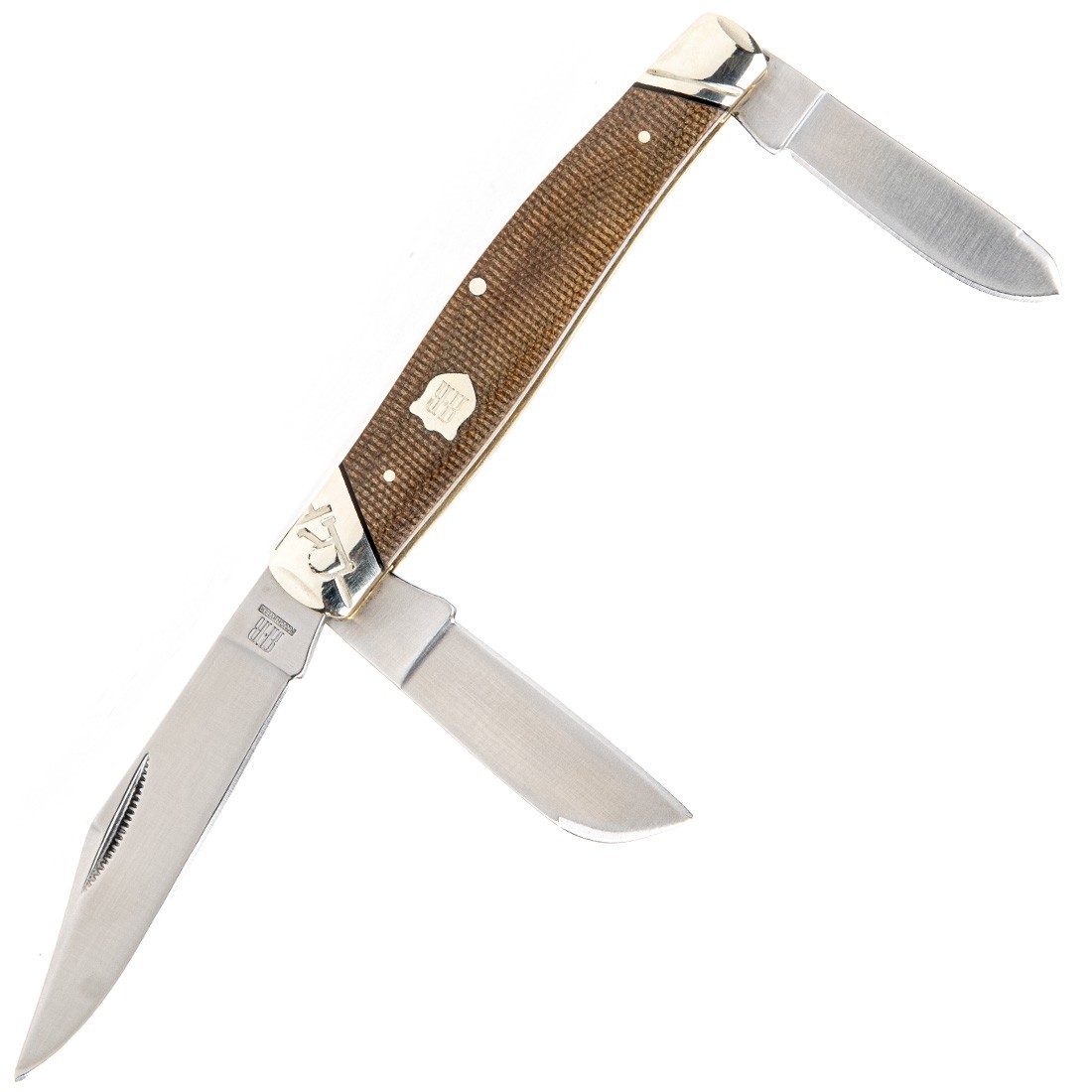 Rough Ryder Large 4.5″ Stockman Folding Pocket Knife, Burlap Micarta, New in Box