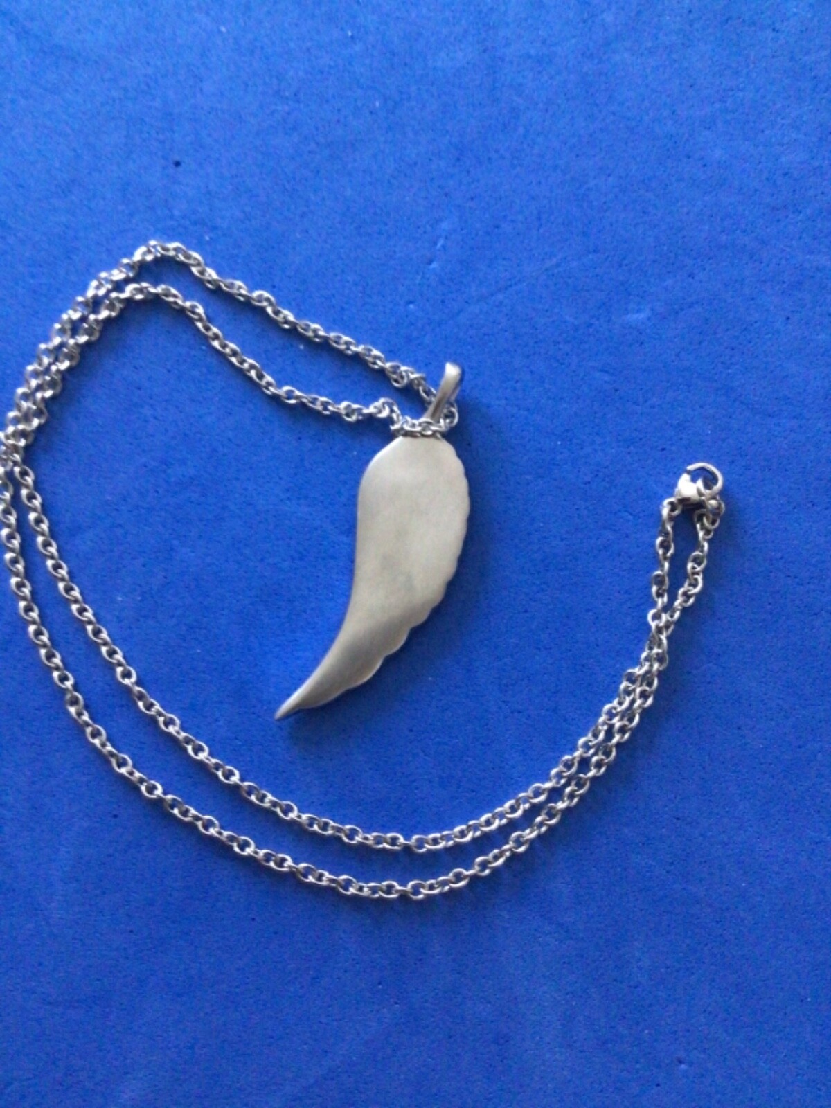Stunning Rhinestone Solid Stainless Steel ANGEL WING Necklace Pendant 20”